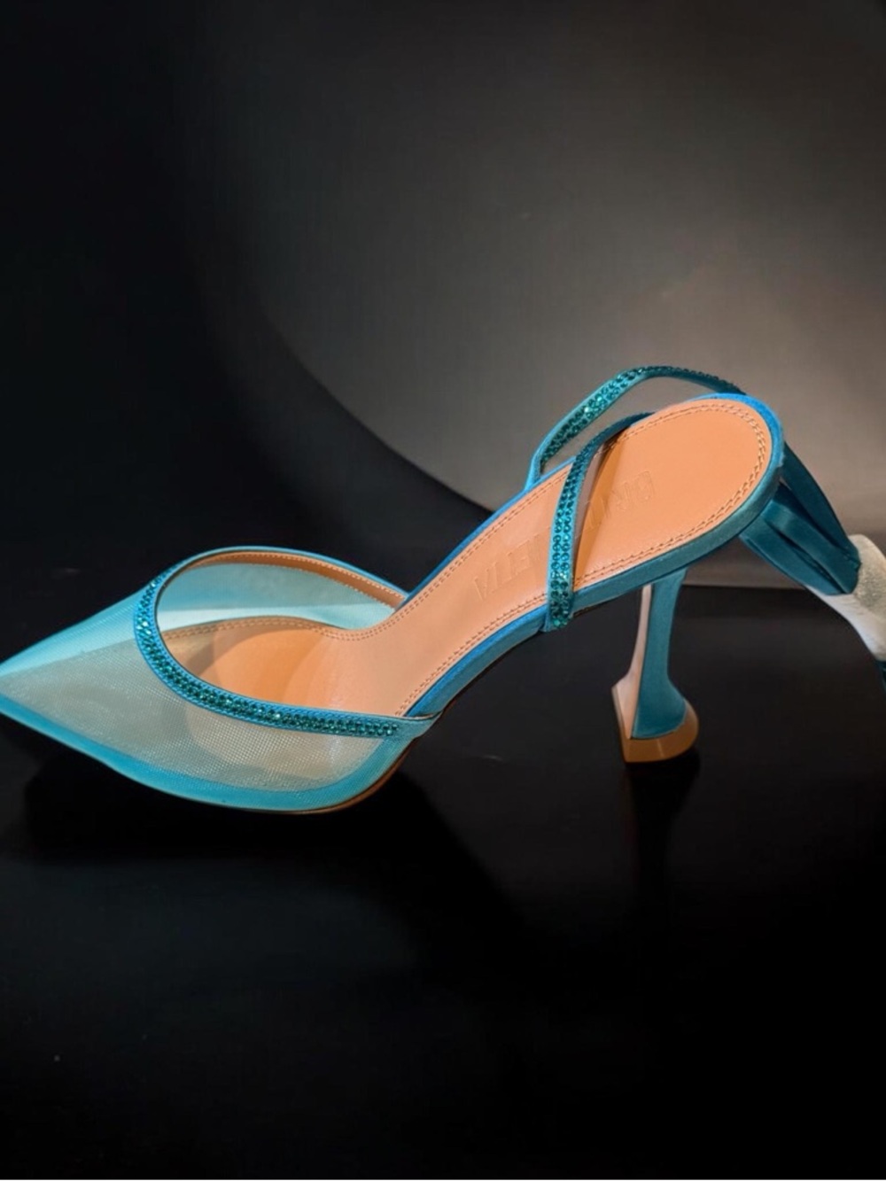 Teal Pointed-Toe Lace-Up Mules - Picture 3 of 5